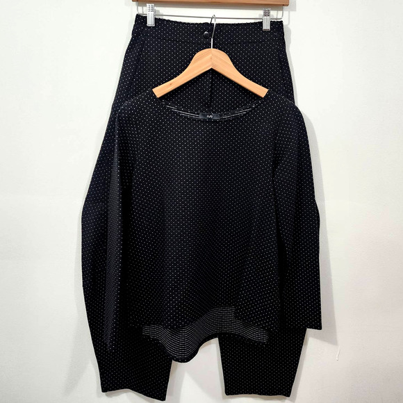 Ruti Scuba Essential Top & Wide-ish Pant Black White Polka Dot Lounge Set SZ 4/6 - Picture 1 of 16